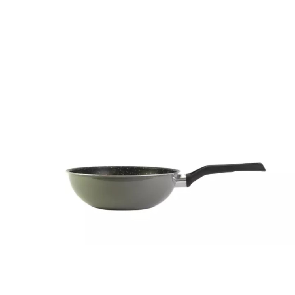 Chảo sâu  hợp kim nhôm chống dính, vân đá cao cấp ,đáy từ Kims Cook (màu xám,hồng).Size 24,26,28cm.Tặng 5 muỗng inox