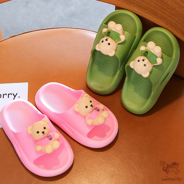 Dép Đế Mềm Chống Trượt Hình Gấu Hoạt Hình Cho Bé