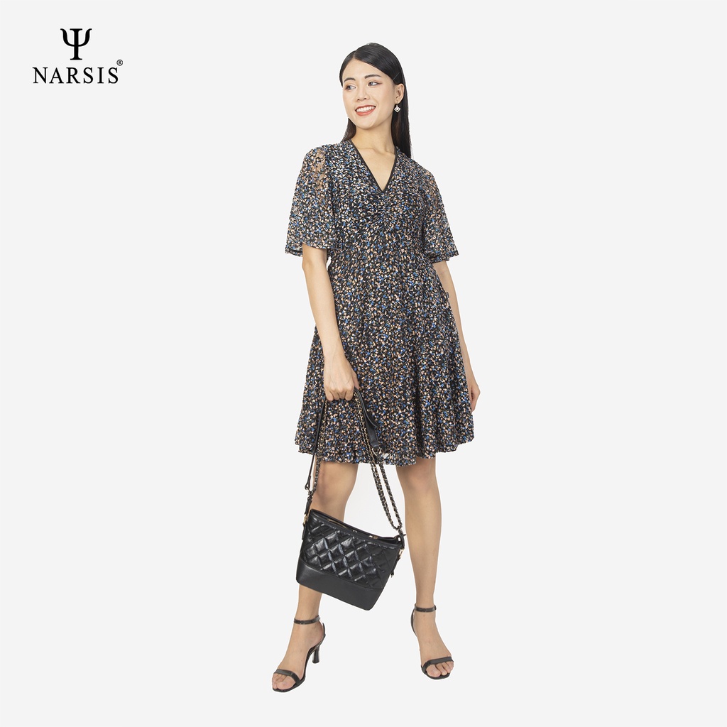 Váy nữ Narsis B0002 ren màu hoa xanh đen
