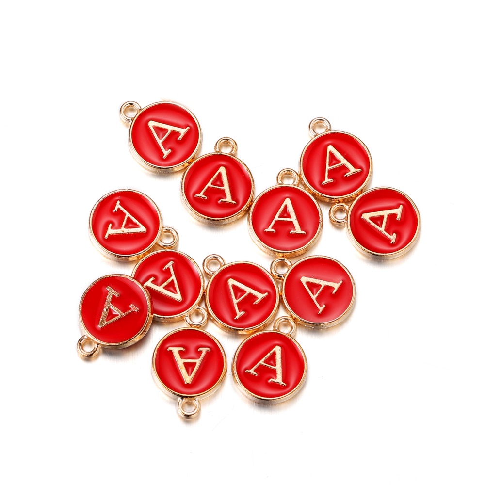 1 Mặt Dây Chuyền 12mm Hình Chữ Cái Màu Trắng