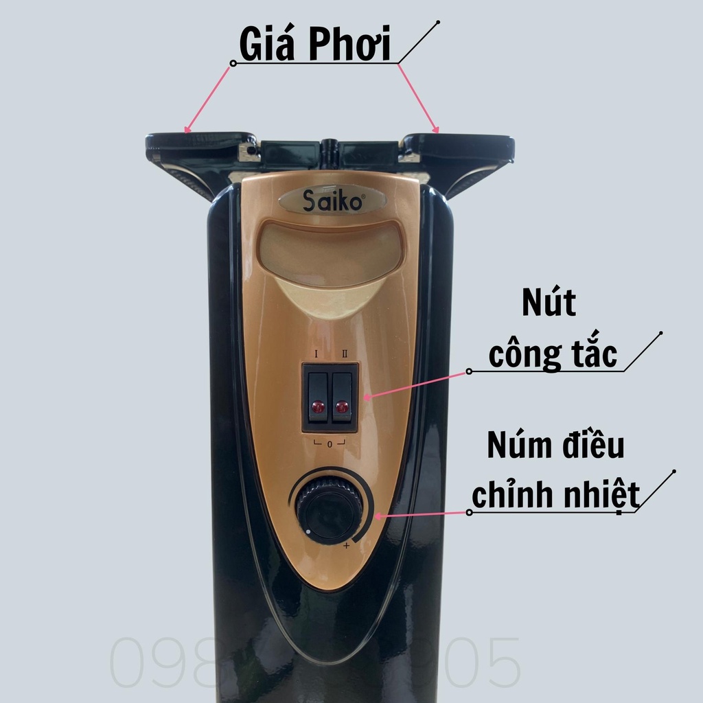 [Mã ELHA22 giảm 5% đơn 300K] Máy Sưởi Dầu 13 Thanh Saiko CDN-RY2000-13AT (Có Giá Phơi Đồ) - Bảo Hành 18 Tháng Toàn Quốc