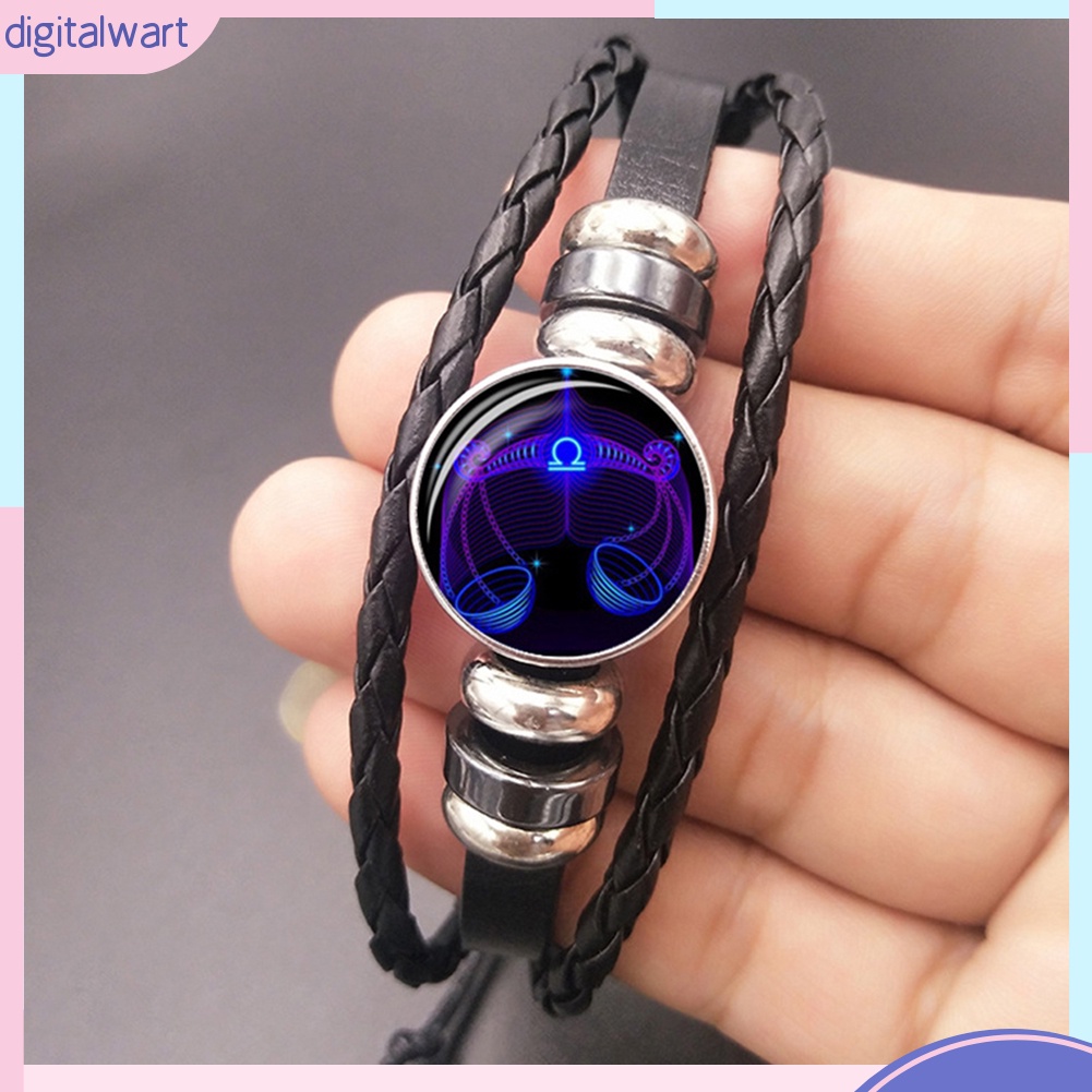 Vòng Tay Da Nhiều Lớp Mặt Hình 12 Cung Hoàng Đạo Thời Trang Unisex