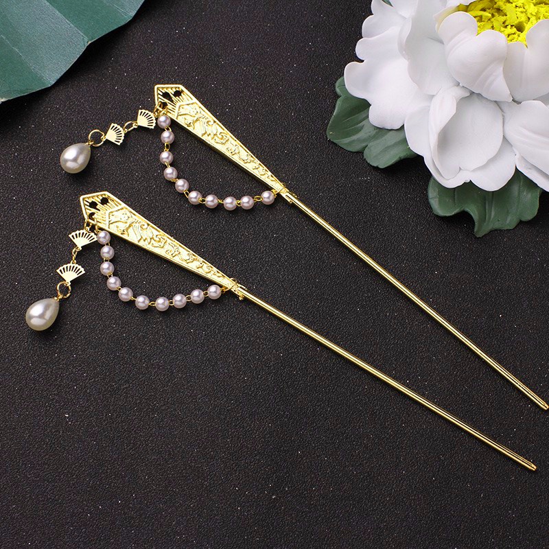 Trâm cài tóc cổ trang phong cách đơn giản chuỗi hạt