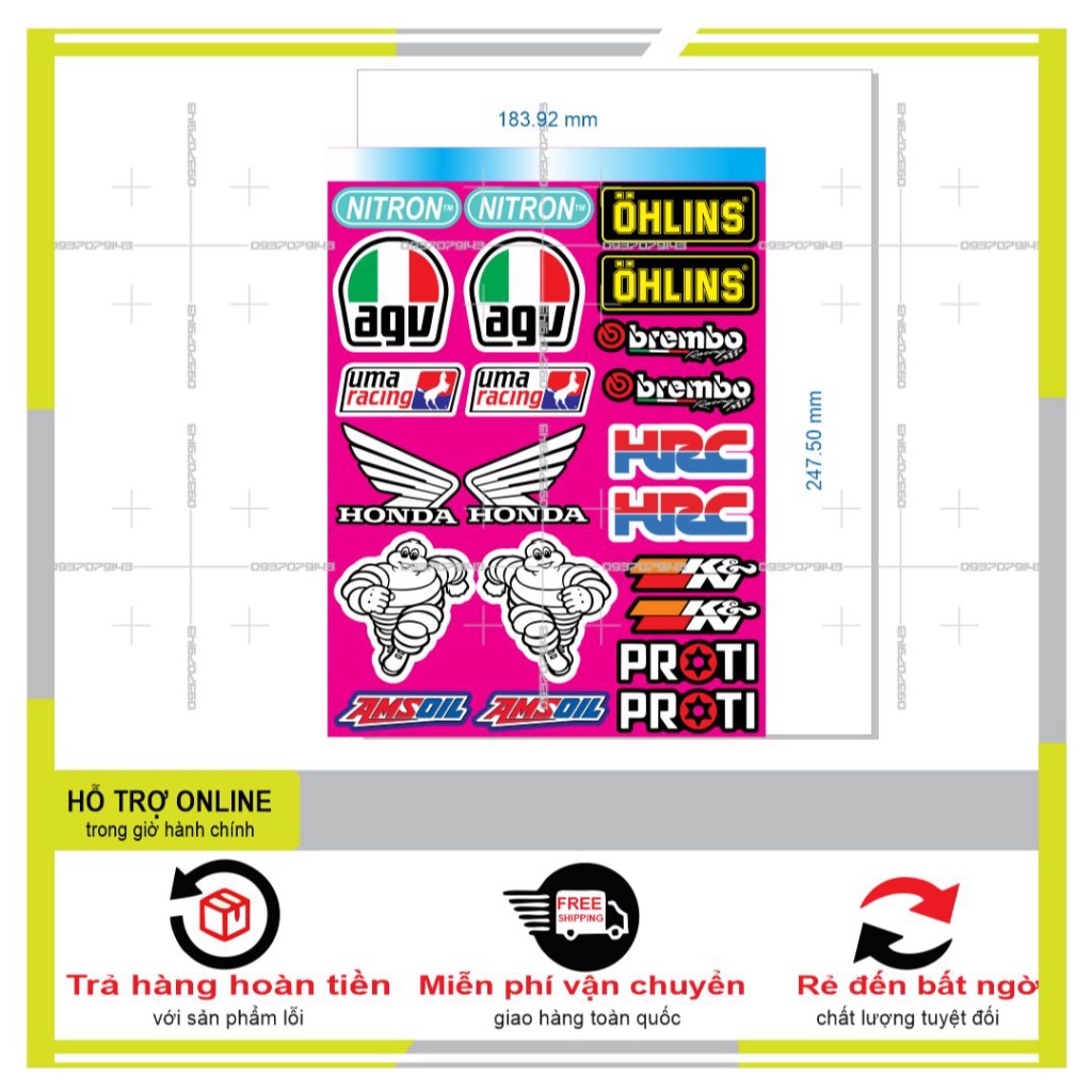 LOGO STICKER HỒNG MICHILIN UMA HRC - SHINDECAL2