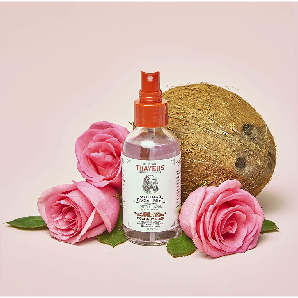 Nước Hoa Hồng Không Cồn Thayers Awakening Ngừa Lão Hóa Da Hương Dừa &amp; Hoa Hồng 118ml (Dạng Xịt)