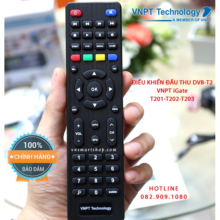 Điều khiển Đầu thu DVB-T2 iGate Chính hãng VNPT. Remote dùng cho các model Đầu thu iGate T201, T202, T203