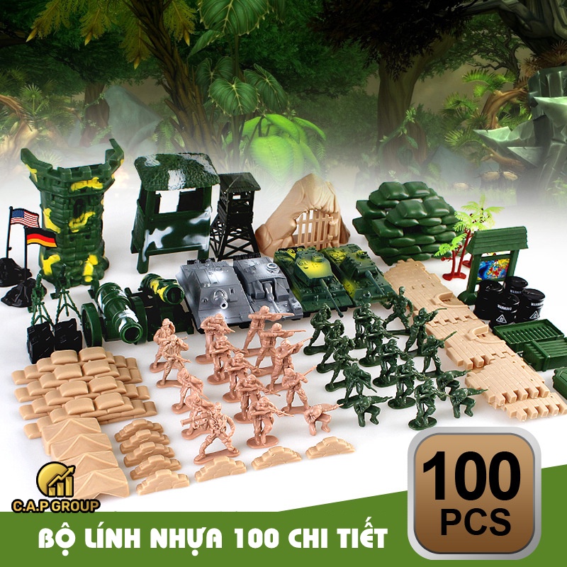 Bộ đồ chơi mô hình lính nhựa Quân đội - Set 100 chi tiết