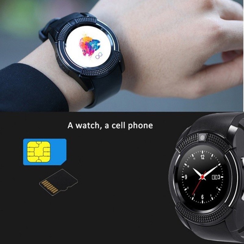 ♢♢ With Camera Bluetooth Smart Watch Sports Fitness Touch Screen Waterproof Phones Intelligent Wrist Watch 【Auum1】