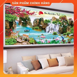Tranh thêu chữ thập phong cảnh Non nước hữu tình 200x95cm, 150x72cm