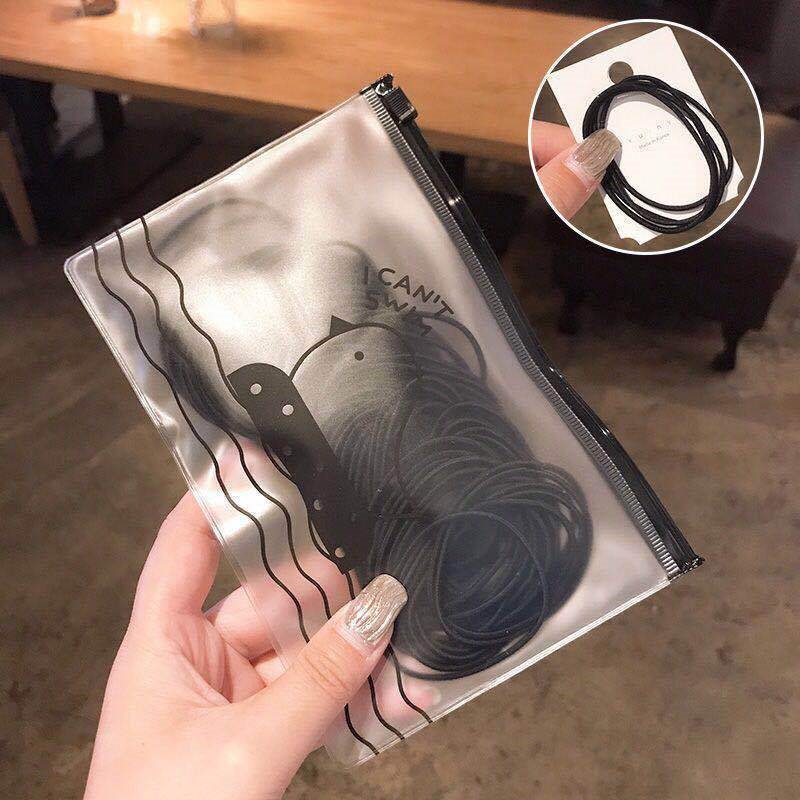 Túi 100 Dây Buộc Tóc Co Giãn Phong Cách Hàn Quốc Đơn Giản Cho Nữ