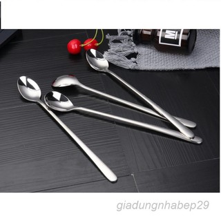 Thìa inox cán dài 19cm /Muỗng sinh tố mẫu trơn không gỉ