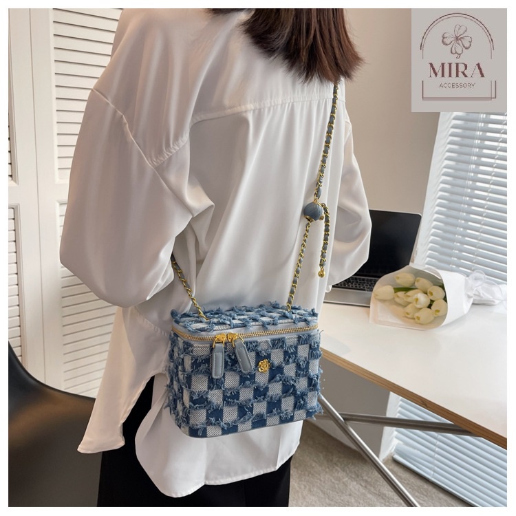 Túi cốp vuông đeo chéo nữ mini vải bố bò đẹp HB007