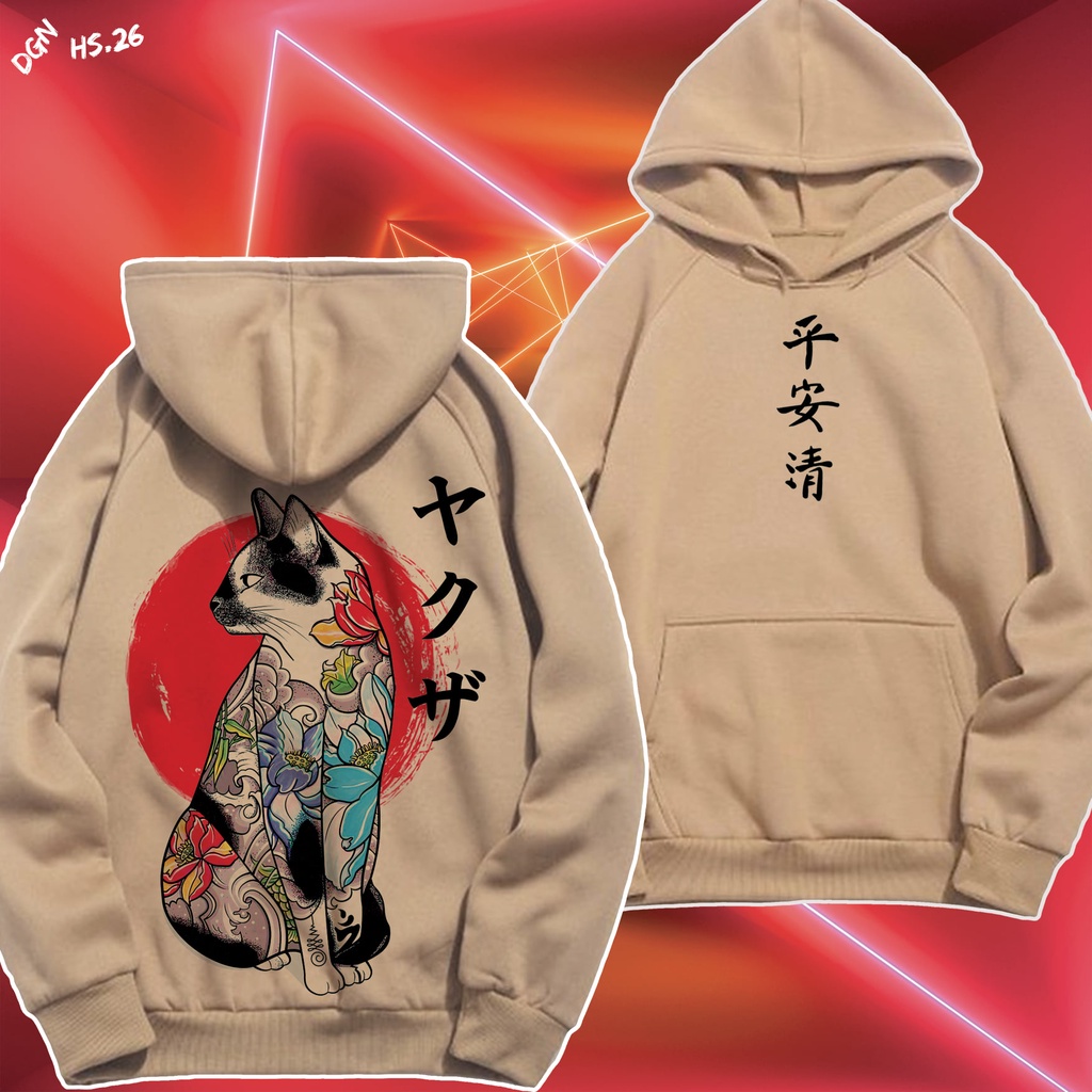 Áo Hoodie Mèo Xăm Trổ , phong cách Nhật Bản , áo nỉ bông HS.26
