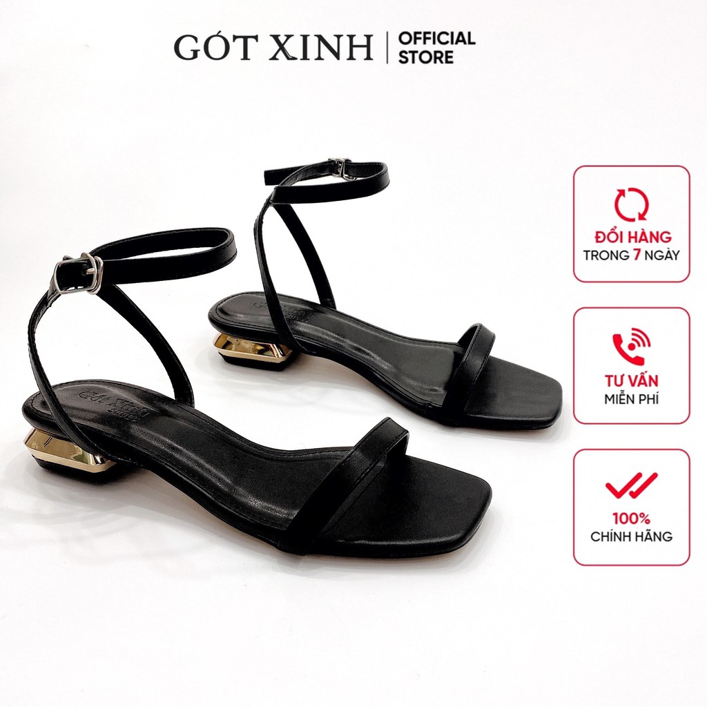 Giày sandal nữ GÓT XINH SD2 da mềm trụ vuông đế cao 3cm