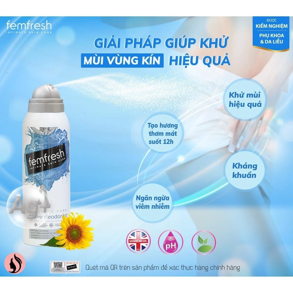 Xịt Thơm Mát Vùng Kín Femfresh Ultimate Care Active Deodorant 125ml