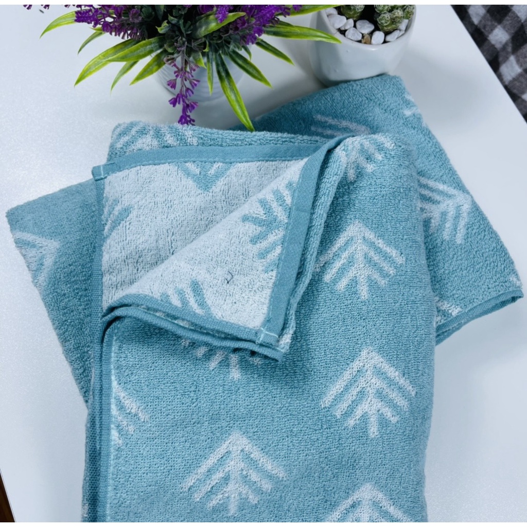 Khăn tắm cotton xuất nhật MJ Organic, họa tiết lá, 60x120cm, 300g