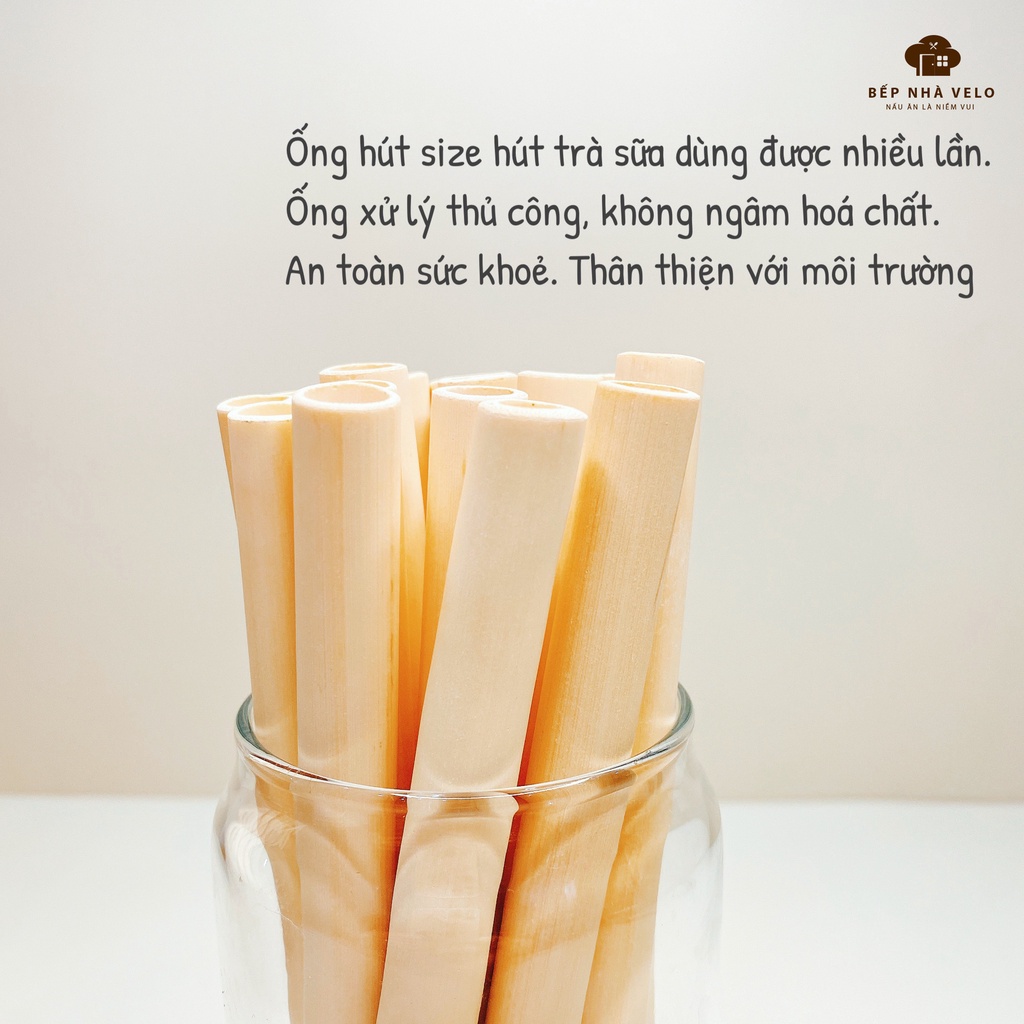 Ống hút trà sữa trân châu, làm từ tre, nứa tự nhiên, an toàn, bảo vệ môi trường - Bếp Nhà VELO