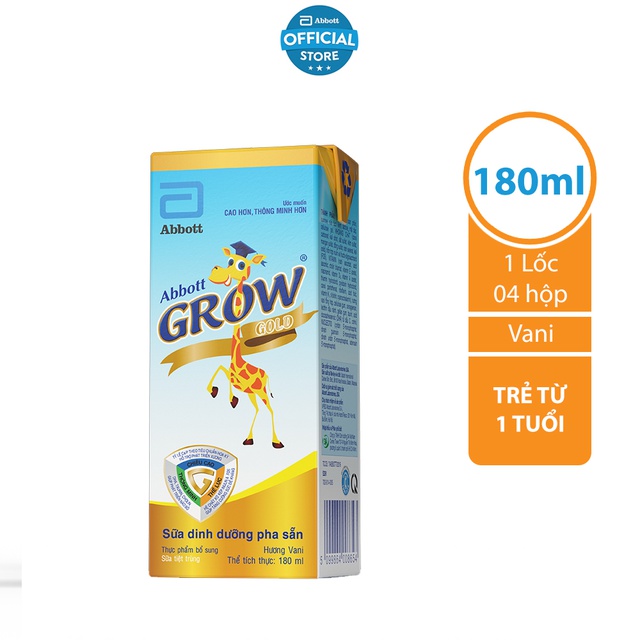 Lốc 4 hộp Sữa nước Abbott Grow Gold 180ml/hộp