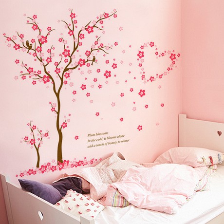 decal dán tường cây hồng