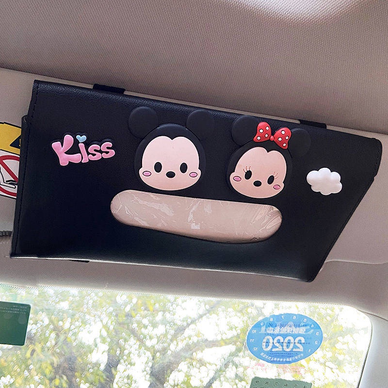 Car Tissue Box Sun Visor Hanging Female Cute Internet-Famous Decoration Car Tissue Bag Sets Front Row Car Tissue Box Auto department store supplies