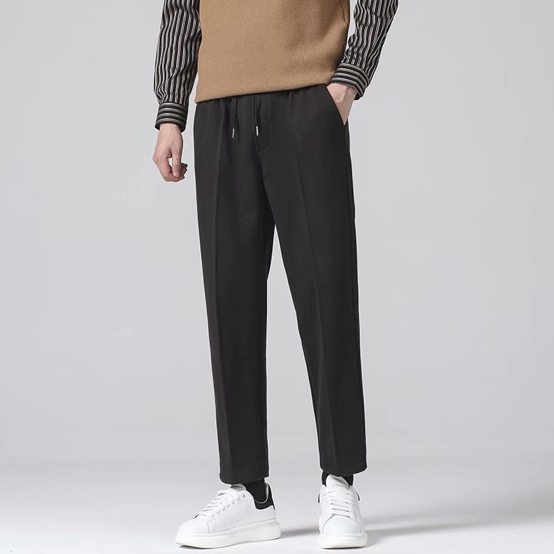 Quần nỉ nam ống suông chống bai xù lưng chun dây buộc màu đen trắng Pon.mens