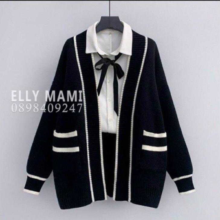 Áo Khoác Bầu Và Sau Sinh Cardigan Len Sọc  Thiết Kế Cao Cấp