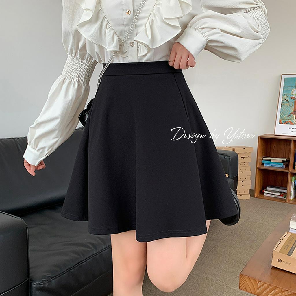 Chân váy xòe chữ a váy đen công sở có lót quần lưng cao dây kéo sau bigsize 45-75kg YSTORE