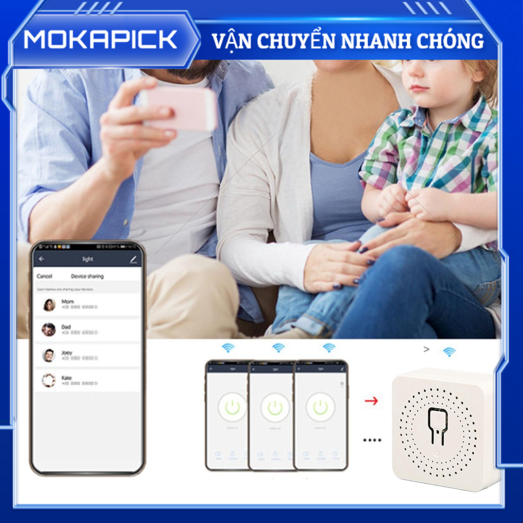 Mokapick Mô-đun chuyển tiếp thông minh mini Chức năng hẹn giờ điều khiển từ xa APP cho TUYA AC100‑240V