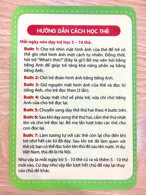 Flash card Dạy Trẻ Theo Phương Pháp Glenn Doman BÌA CỨNG- kích thước chuẩn