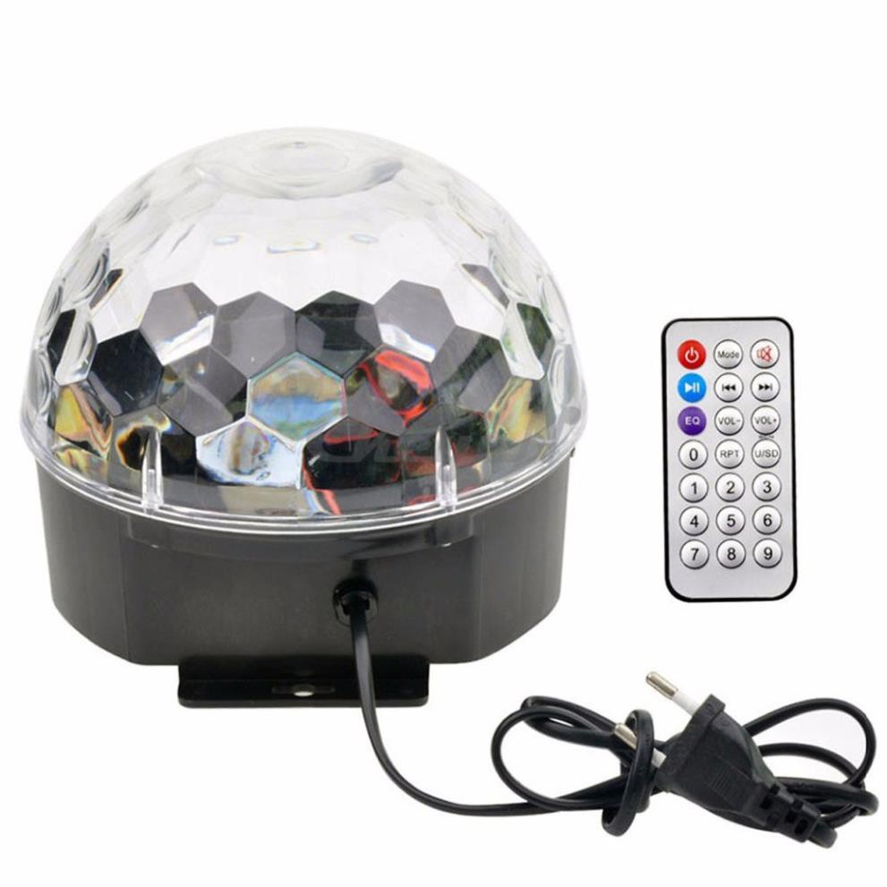 Đèn LED Quả Cầu Cảm Ứng Xoay Pha Lê 7 Màu Nhấp Nháy Theo Nhạc - Đèn vũ trường cảm ứng 7 màu cao cấp