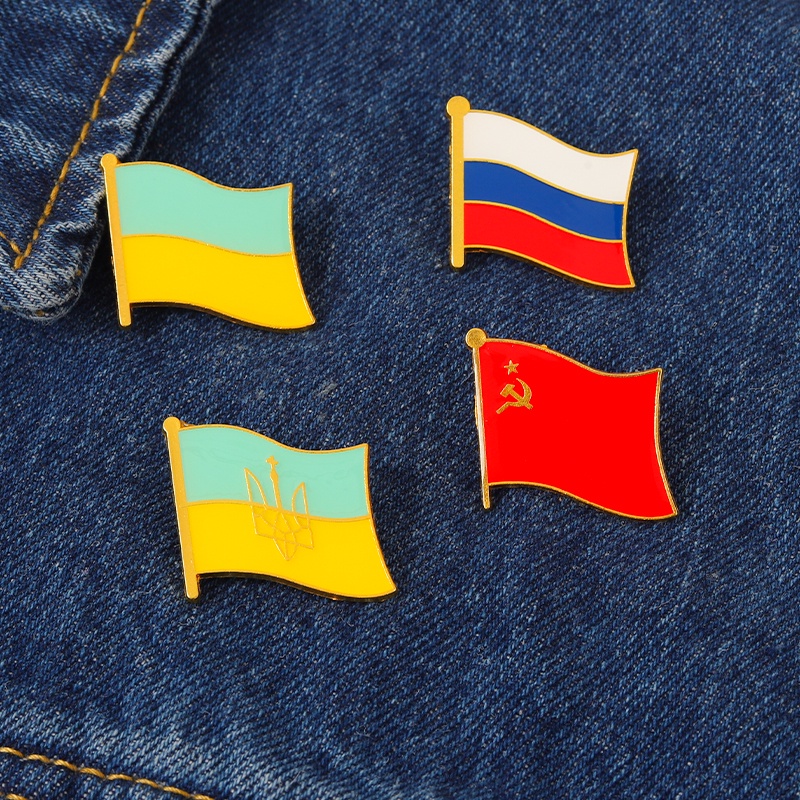 Ghim Cài Áo Kim Loại Tráng Men Hình Cờ Quốc Gia