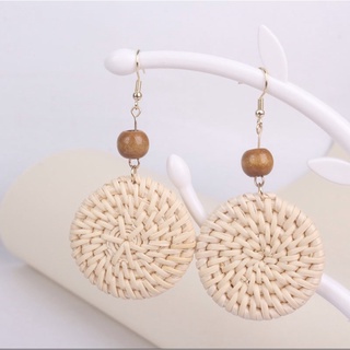 Bông tai cói tròn vintage đi biển siêu xinh