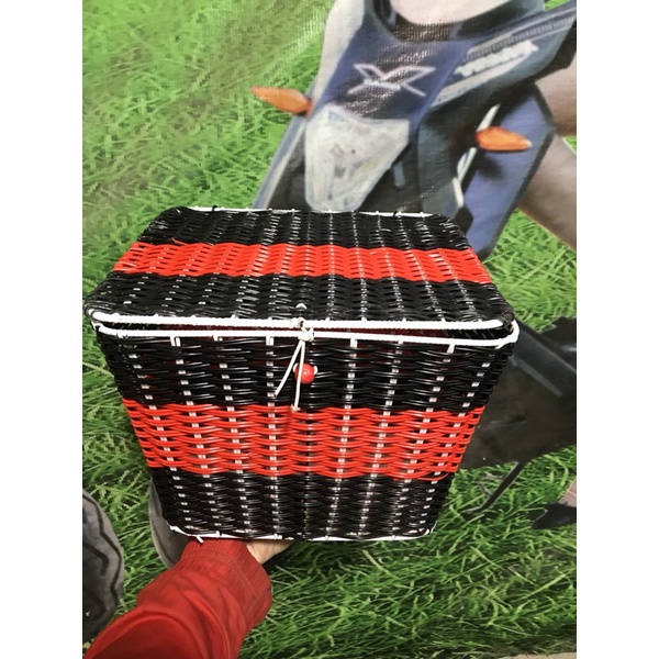 Giỏ mây cao cấp cho xe đạp điện xe máy xe đạp đan ống tròn dầy độ nền cao