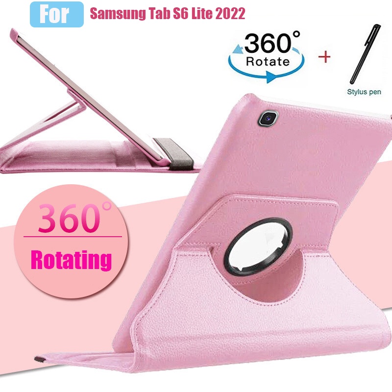 Ốp Máy Tính Bảng Bằng Da PU Nắp Lật Xoay 360 Độ Cho Samsung Galaxy Tab S6 Lite 2022 P613 P619 S7 S8 S5E A8 10.5 A7 10.4