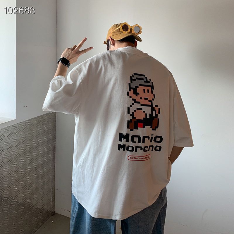 Áo Thun In Hình MariO - Áo thun tay lỡ form rộng Unisex 38-65kg Nam Nữ