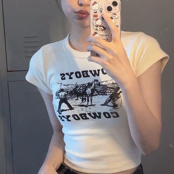 Áo thun IELGY tay ngắn dáng ôm phong cách cổ điển thời trang mùa hè cho nữ