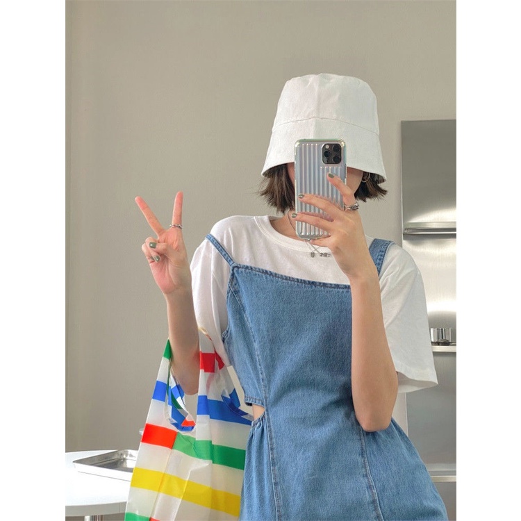 Đầm Yếm Denim Thiết Kế Đơn Giản Thời Trang Mùa Xuân Cho Nữ đầm bầu váy nữ váy bé gái váy dài chân váy dài váy nữ chân váy dài