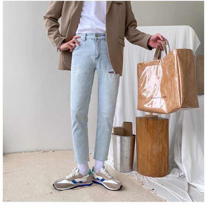 QUẦN JEANS SKINNY RÁCH ĐÙI CO DÃN (kèm hình chụp thật)