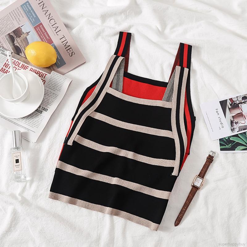 Áo Tank Top dệt kim hoạ tiết kẻ sọc thời trang mùa hè cho phái nữ