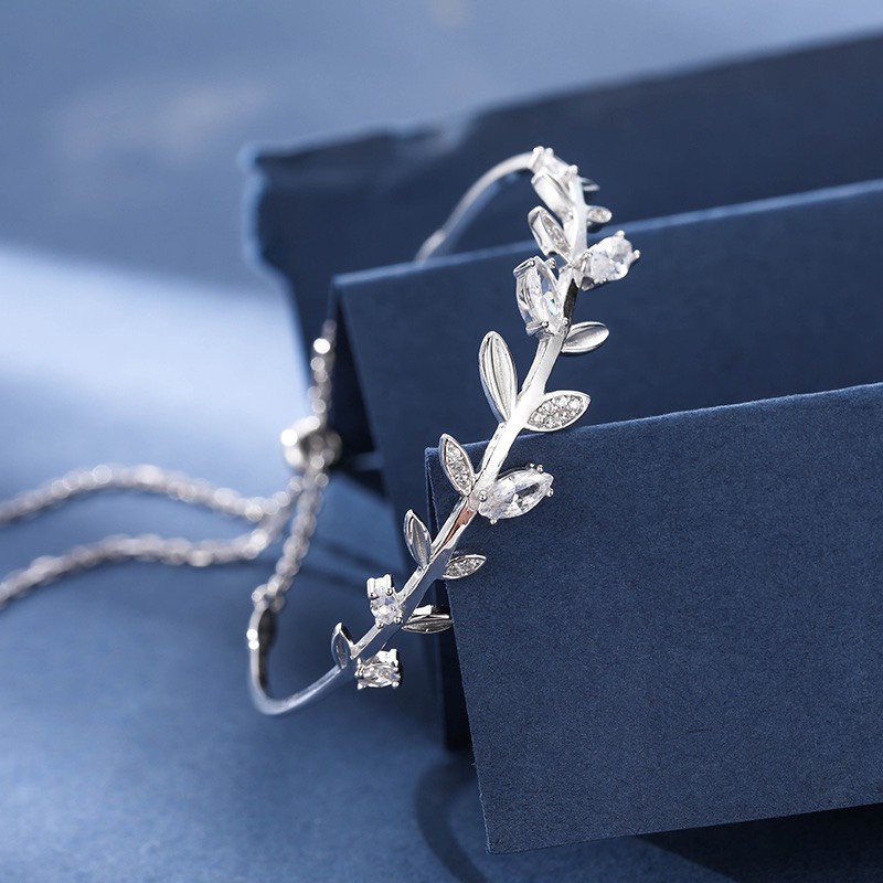 Lắc tay bạc nữ 925 free size lá oliu xinh xắn trẻ trung Dế Bạc - LT4415