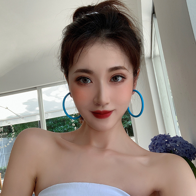 Bộ 6 đôi khuyên tai tròn nhiều màu sắc phong cách Hàn Quốc xinh xắn đơn giản dành cho nữ