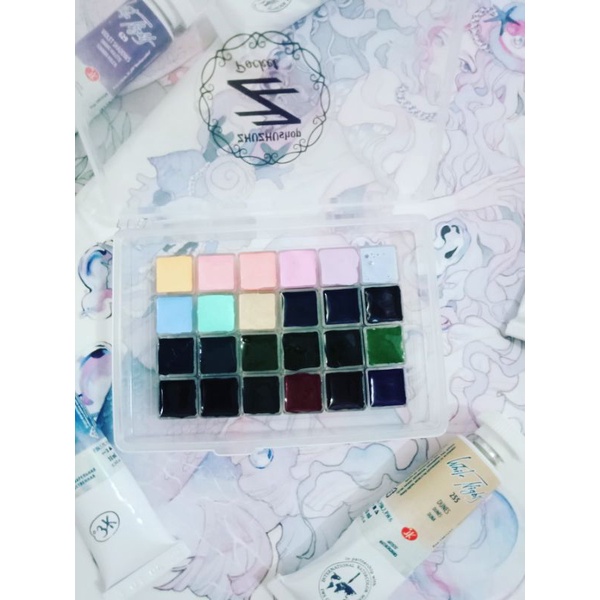 Pocket màu nước 24m 0,5ml White Nights pastel + tách lớp