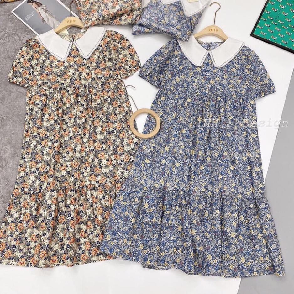 Váy Bầu Hoa Nhí Cổ Sen Váy Bầu Công Sở Dáng Xòe Đi Làm Đi Chơi HD2816 Honey Mommy Đầm Bầu Hoa Nhí 👗