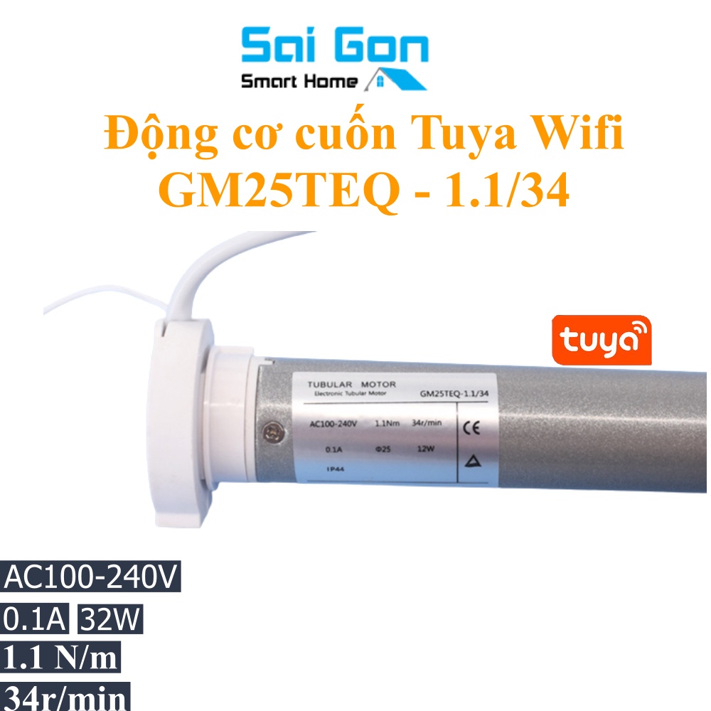 Động Cơ Rèm Thông Minh Tuya Wifi Dùng Cho Rèm Tự Động – Motor Rèm Cuốn GM24TEQ – App Tuya