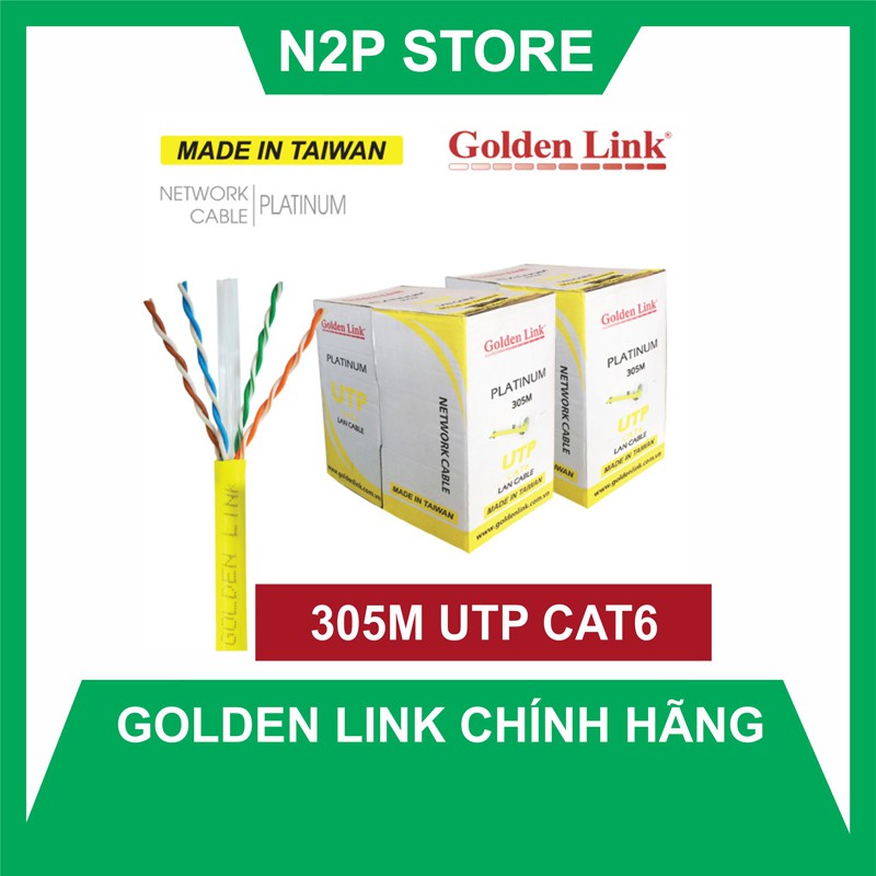 Thùng 100M cáp mạng LAN UTP CAT 6E Golden Link Platinum Hãng phân phối thumbnail
