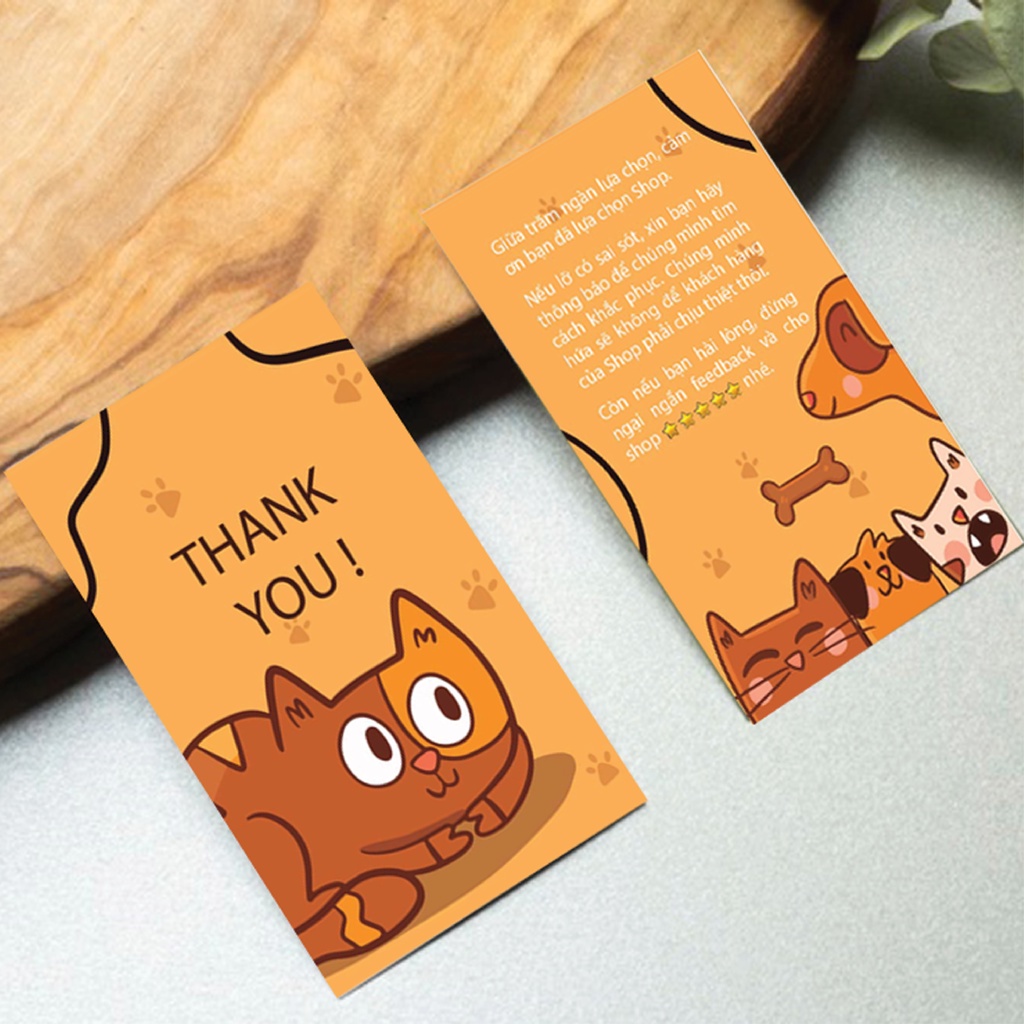 Thiệp cảm ơn Thank you card nhận in thiệp theo yêu cầu dành cho các cửa hàng, nhiều mẫu siêu cute (95-100card 1 set)