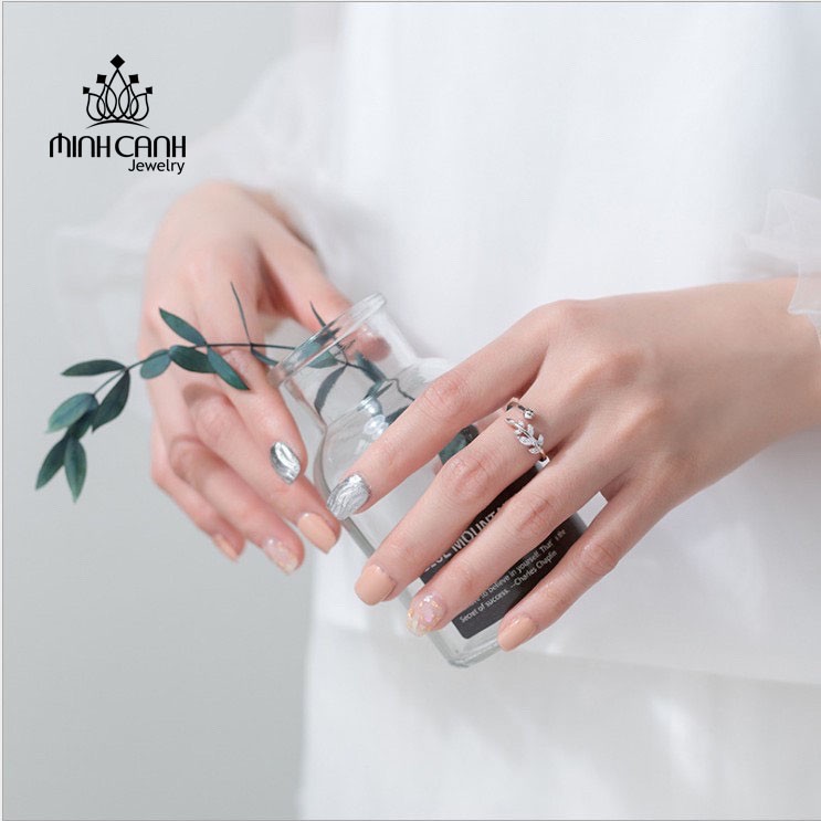Nhẫn Bạc Nữ Lá Bi Dáng Hở Freesize Phù Hợp Mọi Size Tay - Minh Canh Jewelry