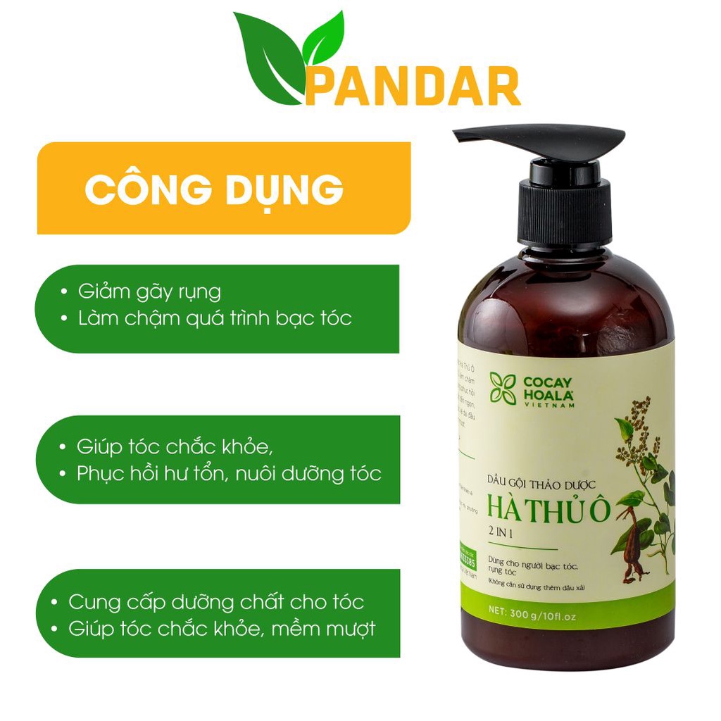 Dầu Gội Hà Thủ Ô PANDAR Giảm Rụng Tóc Bạc Tóc Kích Thích Mọc Tóc Sạch Gàu 300g 450g Cỏ cây hoa lá