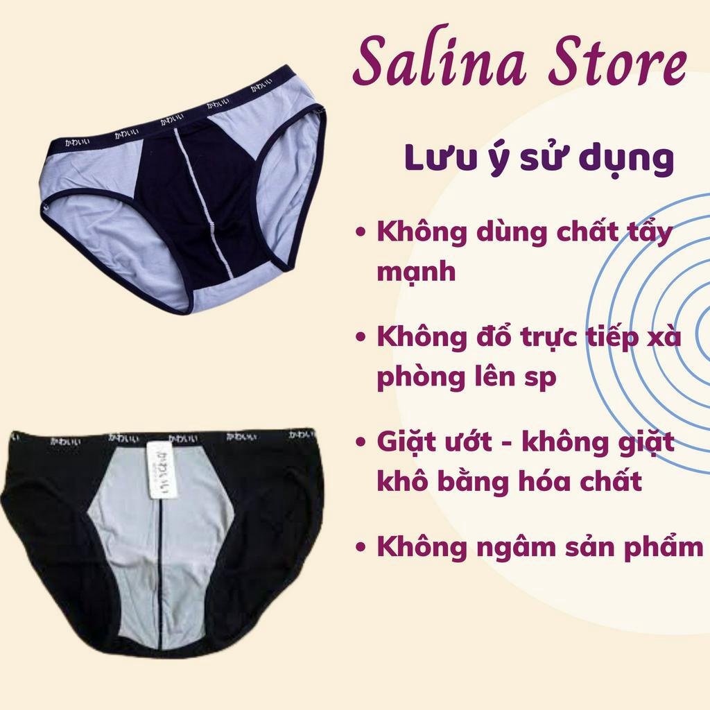 Combo 3 quần sịp tam giác nam túi zíp bạc xuất nhật, quần lót chéo nam cotton cao cấp SALINA STORE