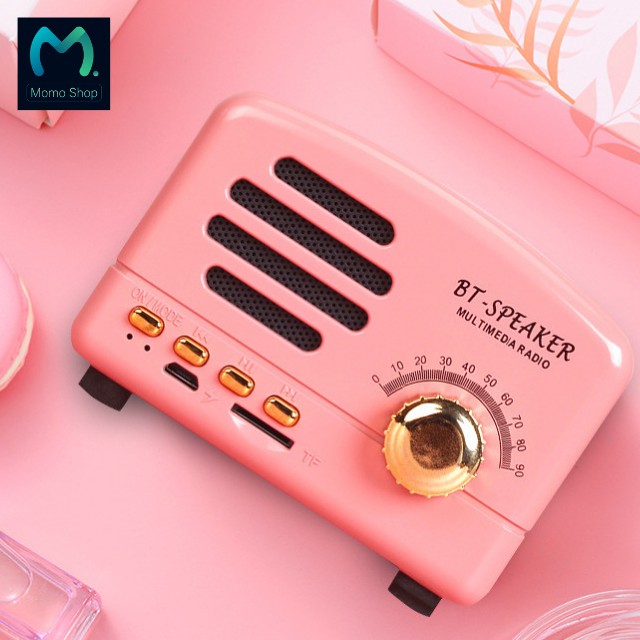 [Tặng Tai Nghe] Loa Bluetooth Mini Retro Vintage Sang Chảnh Loa Nghe Nhạc - Đài FM - Bass Hay Ấm Nghe Nhạc Lâu 5-8h